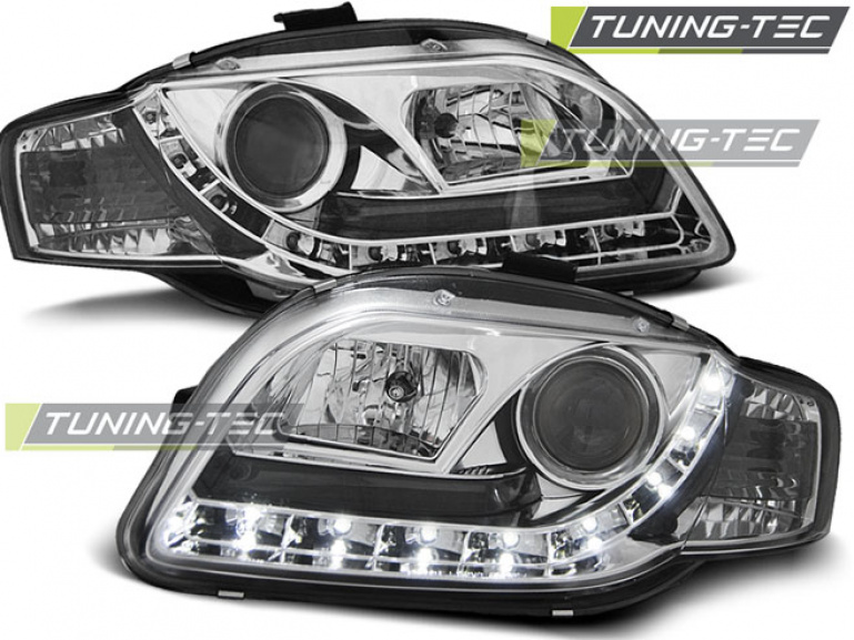 LED Tagfahrlicht Design Scheinwerfer für Audi A4 B7 05-08 chrom
